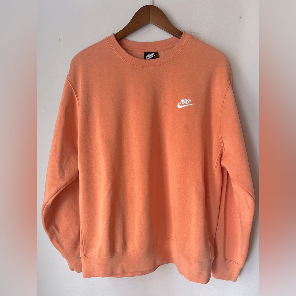 Nike Long Sleeve Crew Neck Sweater, Light Orange, Size L